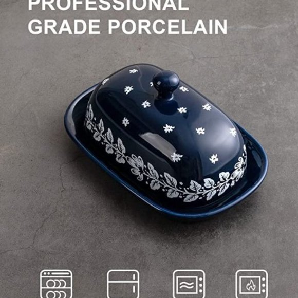 XELA Dining Porcelain Butter Dish Eastwest Coast Butter Container W